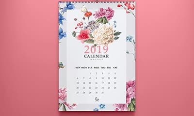 2019 Calendar Mockup PSD template Free Download