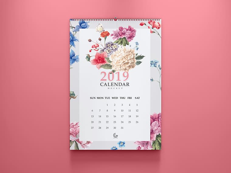 Free 2019 Calendar Mockup PSD template