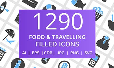 1290 FOOD & TRAVELLING FILLED ICONS 2402838