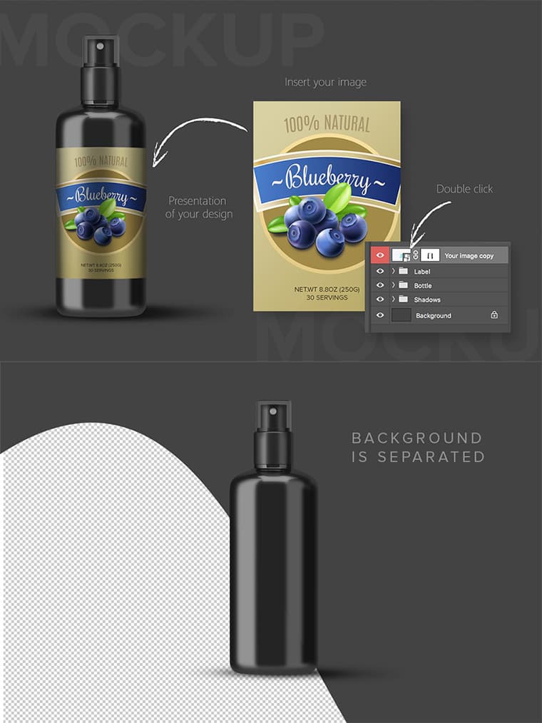 Cosmetic mist Spray Bottle Mockup PSD