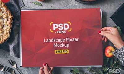 Landscape Poster Mockup PSD free download