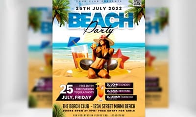 Summer Beach Party Flyer Template Free PSD