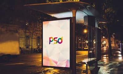 Bus Stand Billboard Advertising Mockup Free PSD