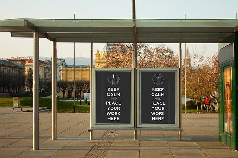 Free Bus Stop Branding Poster Billboard Mockup