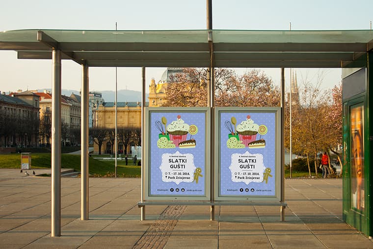 Free Bus Stop Branding Poster Billboard Mockup