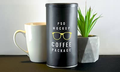 Free Coffee Tube Package Mockup PSD
