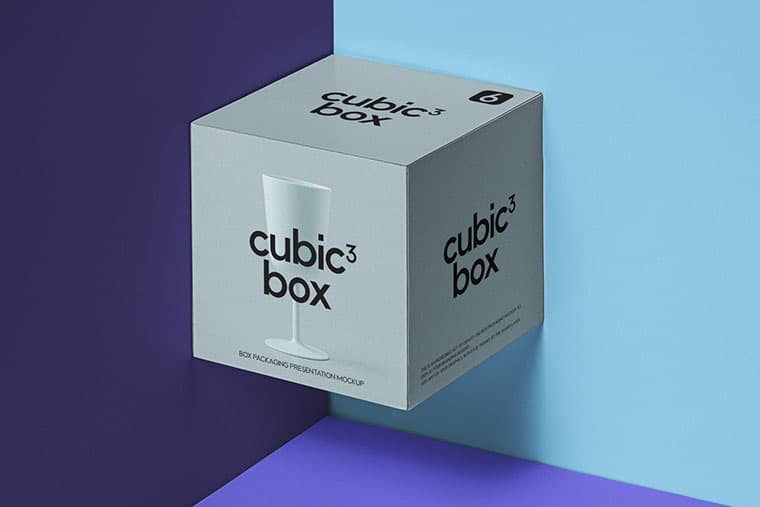 Cubic Box Packaging Mockup Template