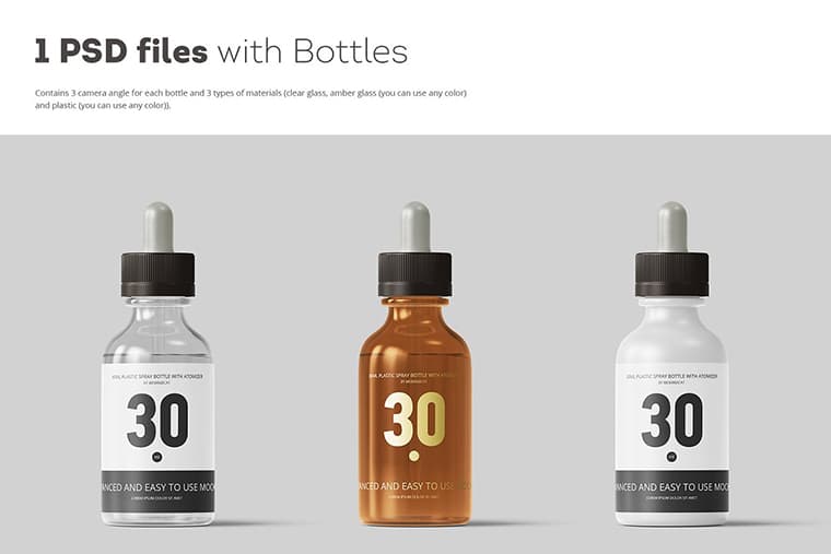 Download 30ml Dropper Bottles Mockup Free Psd Glass Amber Glass Plastic Mockups Free