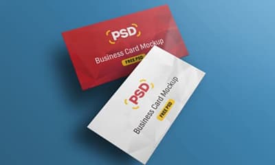 Free Floating Business Card Mockup PSD Design For Branding