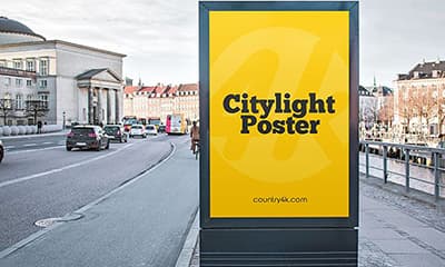 Free City light Poster Mockup PSD
