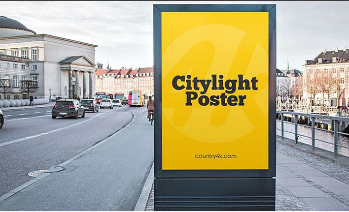 Free City light Poster Mockup
