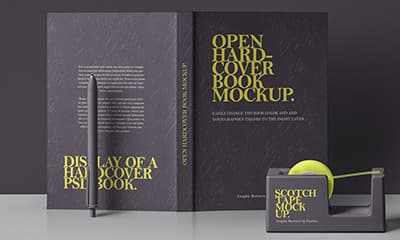 Free Open Hardcover Book Mockup v3 PSD