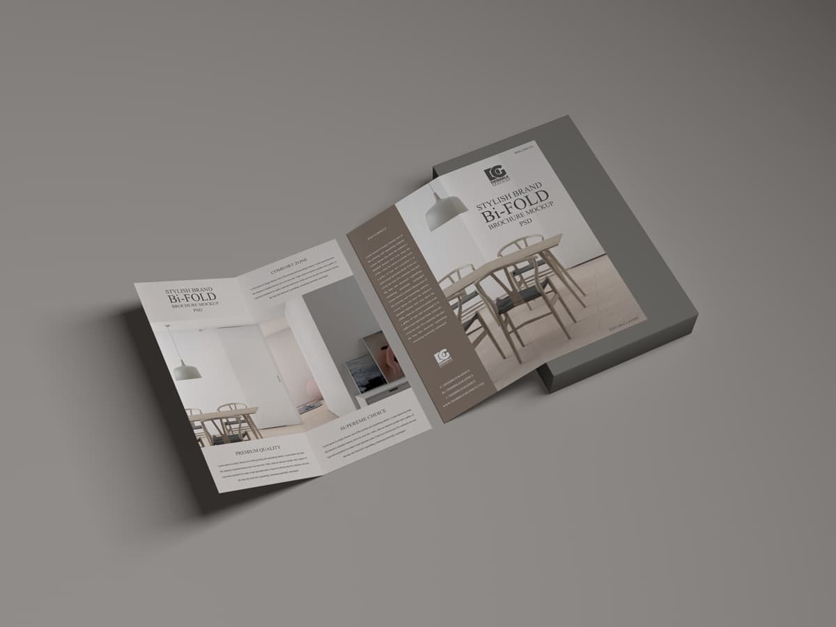 Brand Bi-Fold Brochure Mockup Free