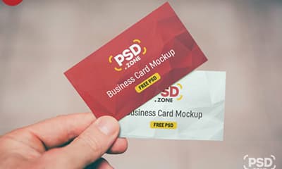 Hand Holding Business Card Mockup PSD Template