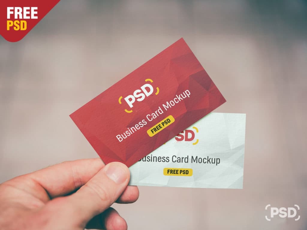 Hand Holding Business Card Mockup PSD Template