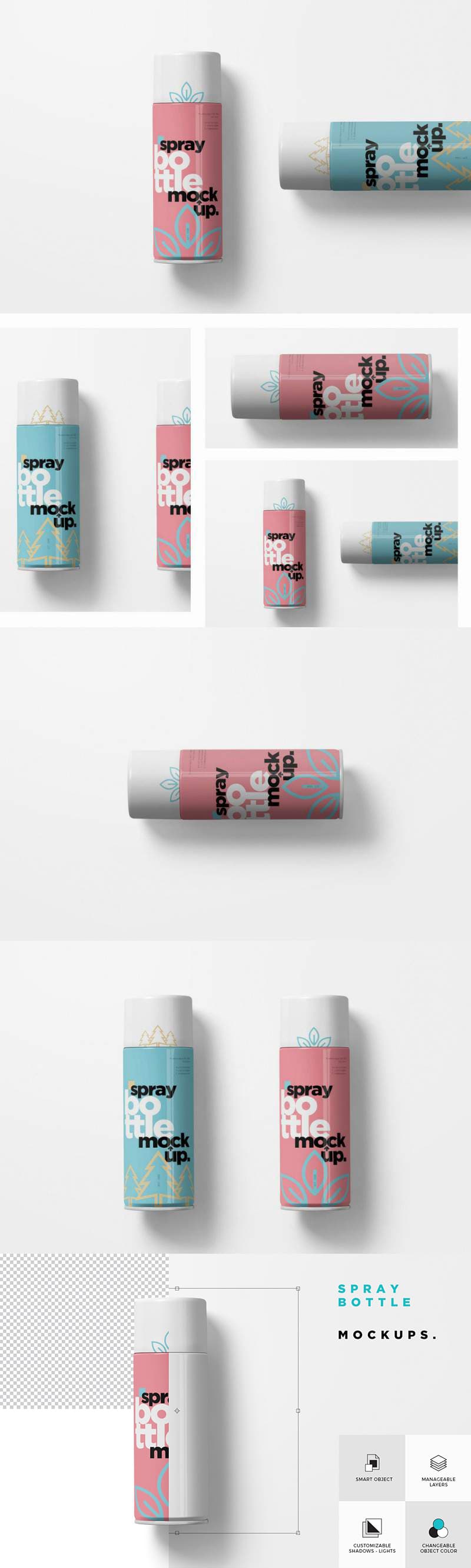 Cosmetic mist Spray Bottle Mockup PSD