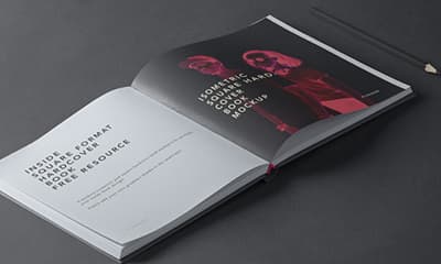 Free Open Hardcover Book Mockup Psd