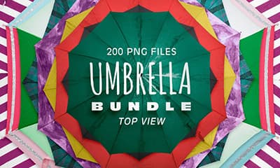 Free Umbrella Bundle photoshop mockup template – Cut Out & Top View