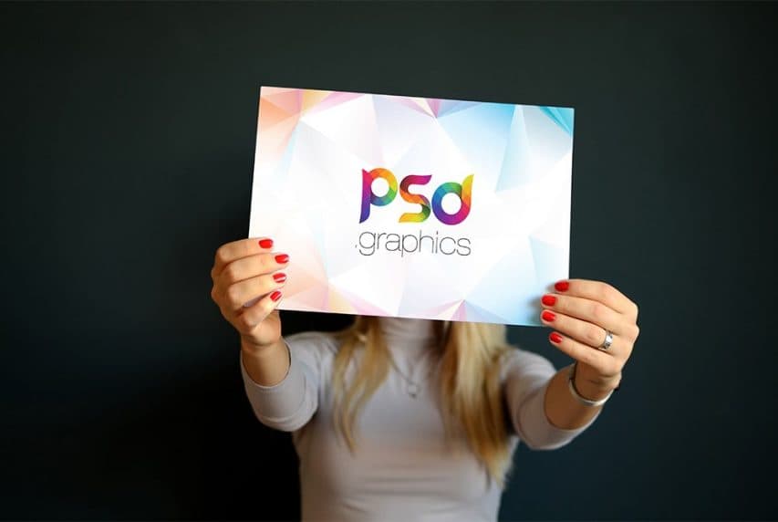 Woman Holding Placard Mockup Free PSD