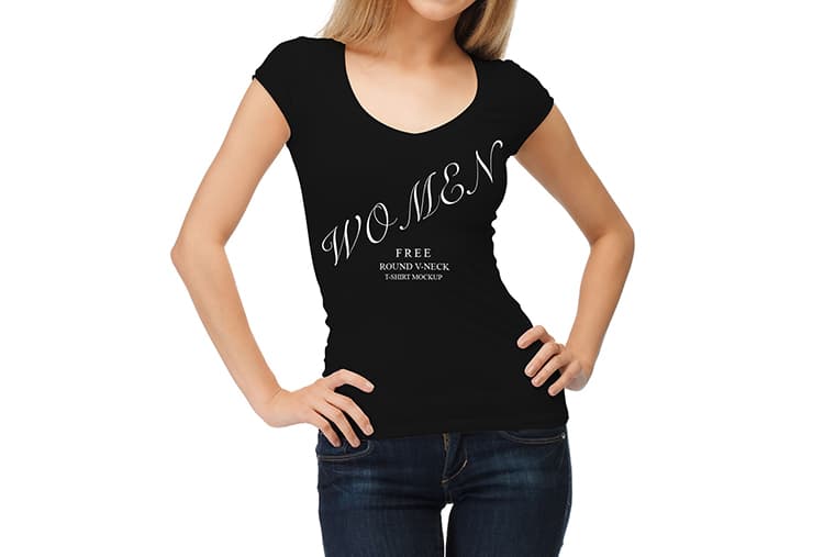 woman wearing t-shirt mockup