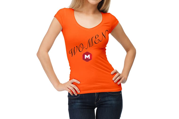 girl wearing t-shirt mockup