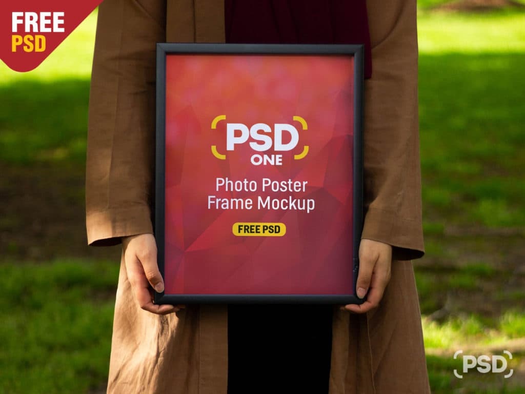 Women Holding Photo Poster Frame free psd Mockup