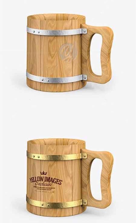 Wooden Mug Mockup Free PSD